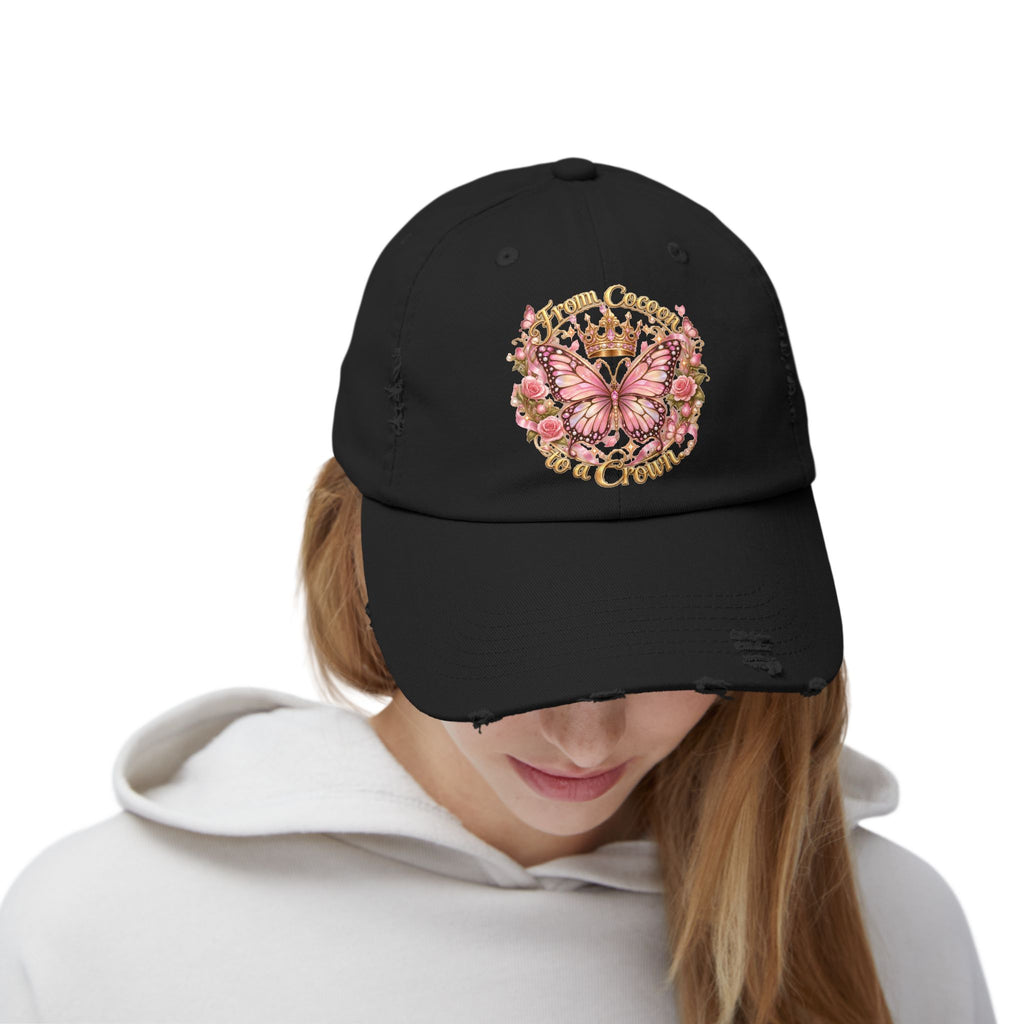 Butterfly Crown Distressed Cap