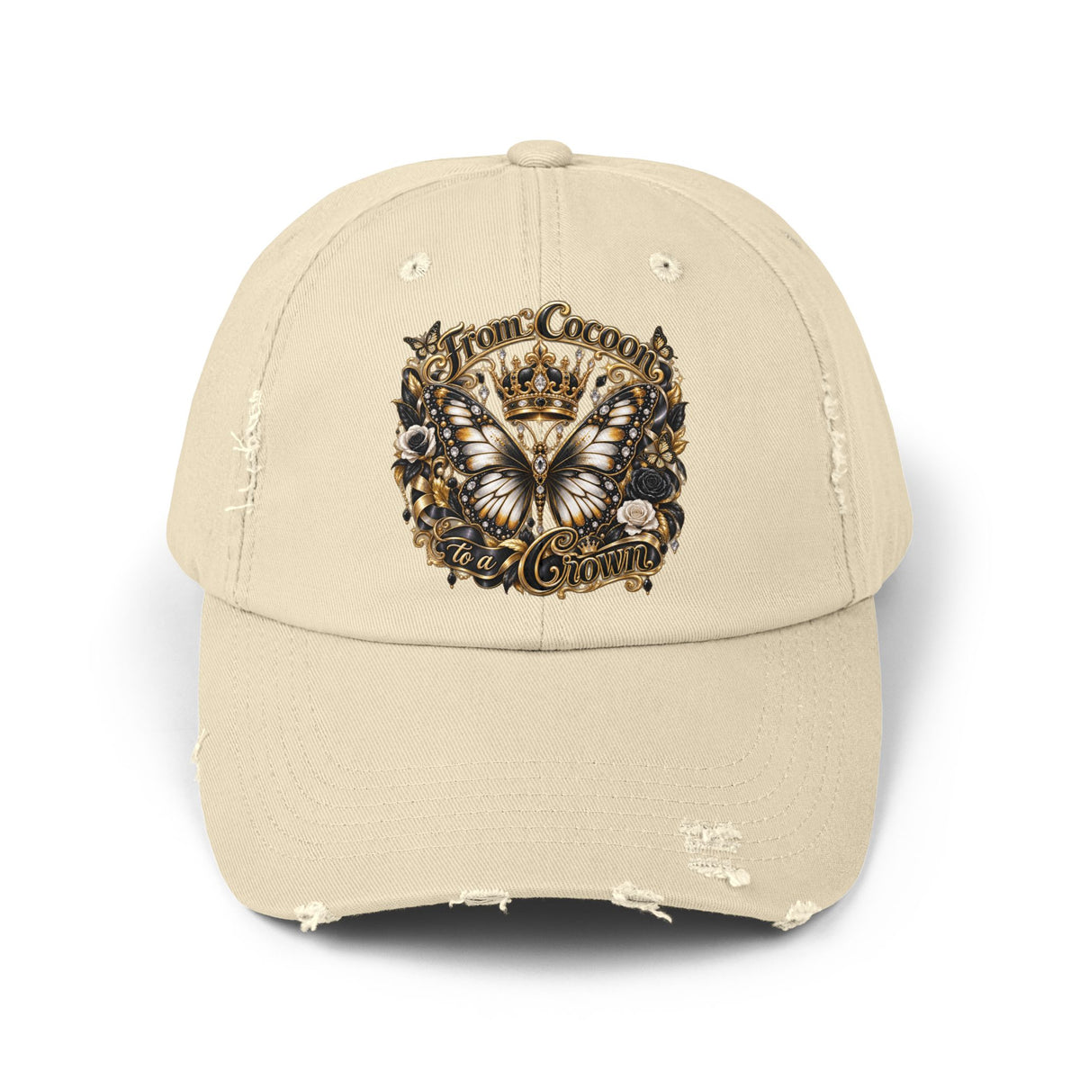Royal Butterfly Crown Distressed Cap