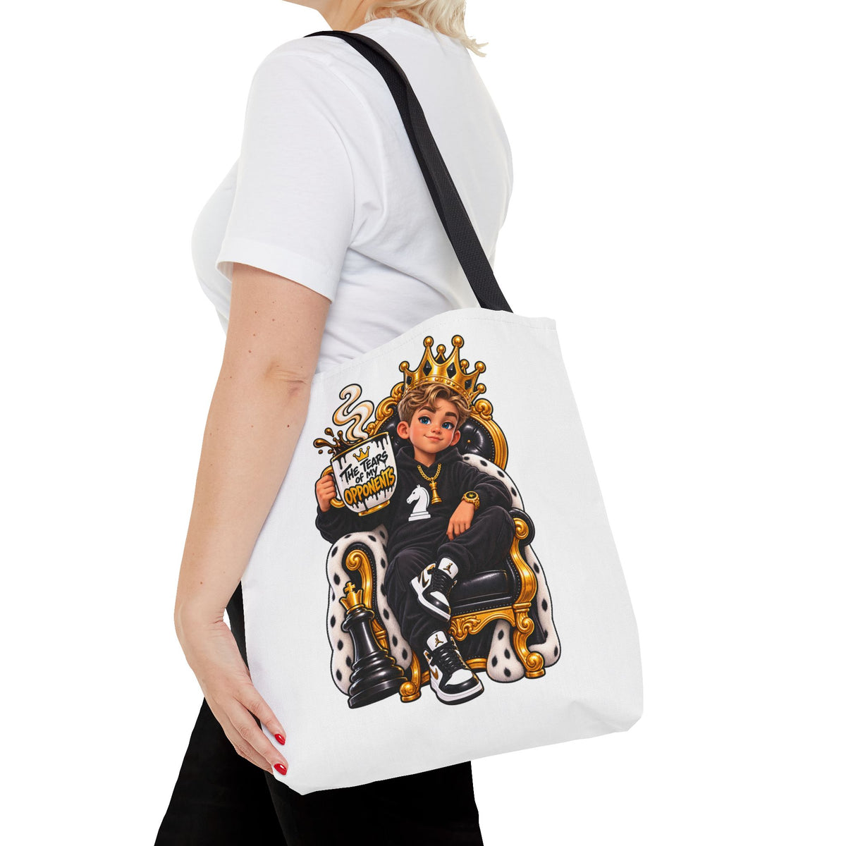 Chess King & Colorful Chess Pieces AOP Tote Bag