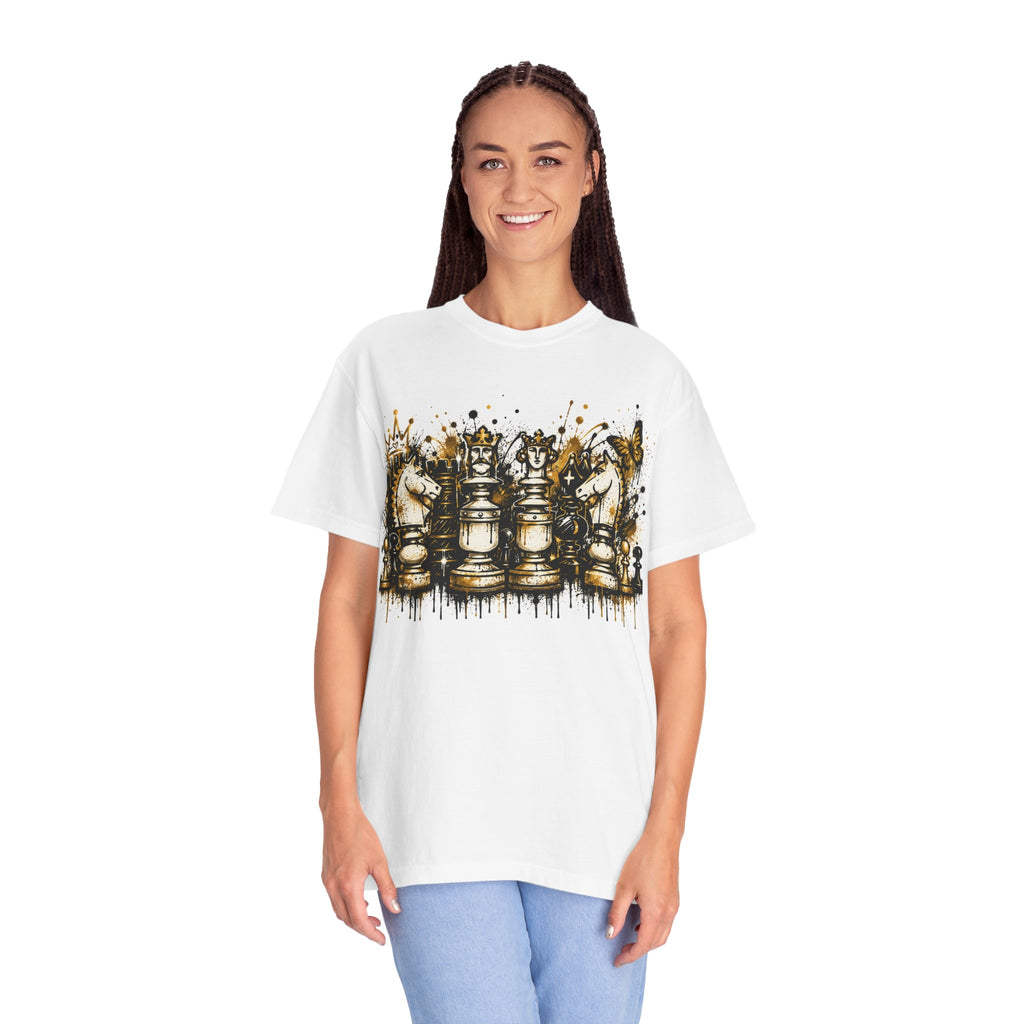 A 100% Cotton Crown and Chess Pieces Graphic T-Shirt
