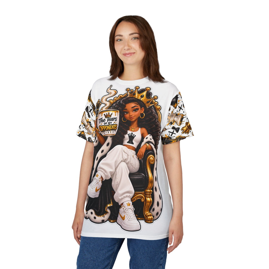 Queen Girl Illustration Tee | All-Over Print Throne Design