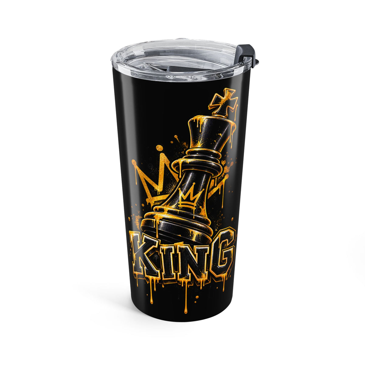 20oz Black and Gold Chess King Sports Tumbler