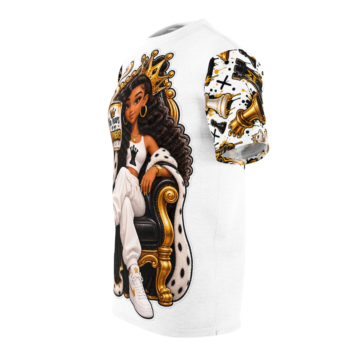 Queen Girl Illustration Tee | All-Over Print Throne Design