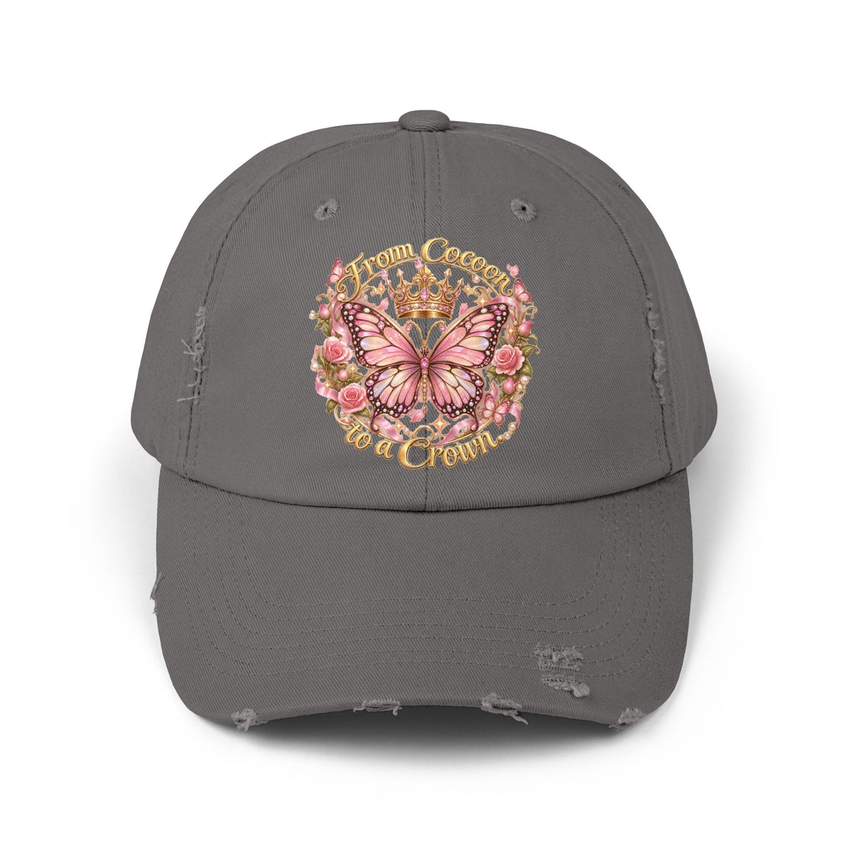 Butterfly Crown Distressed Cap