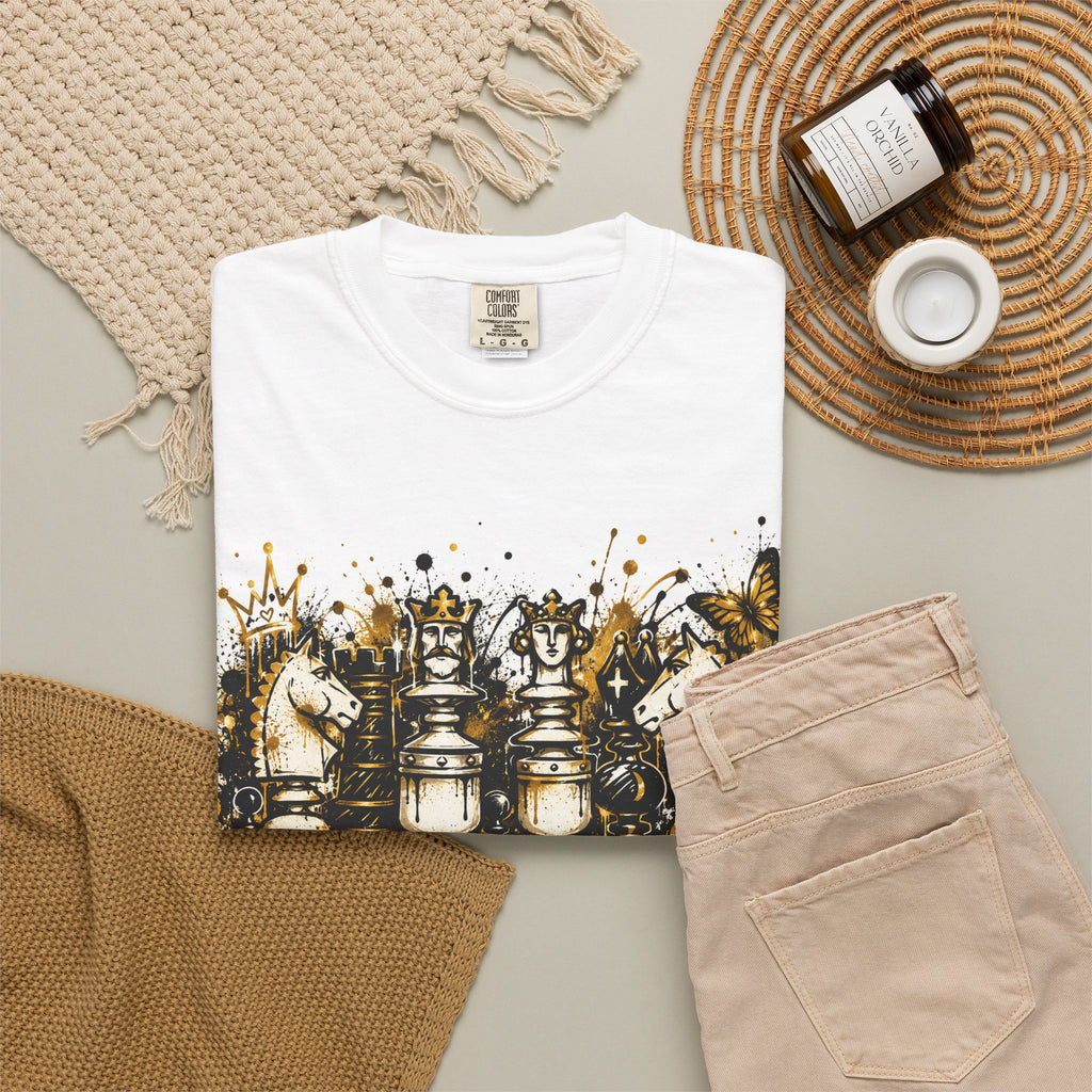 A 100% Cotton Crown and Chess Pieces Graphic T-Shirt