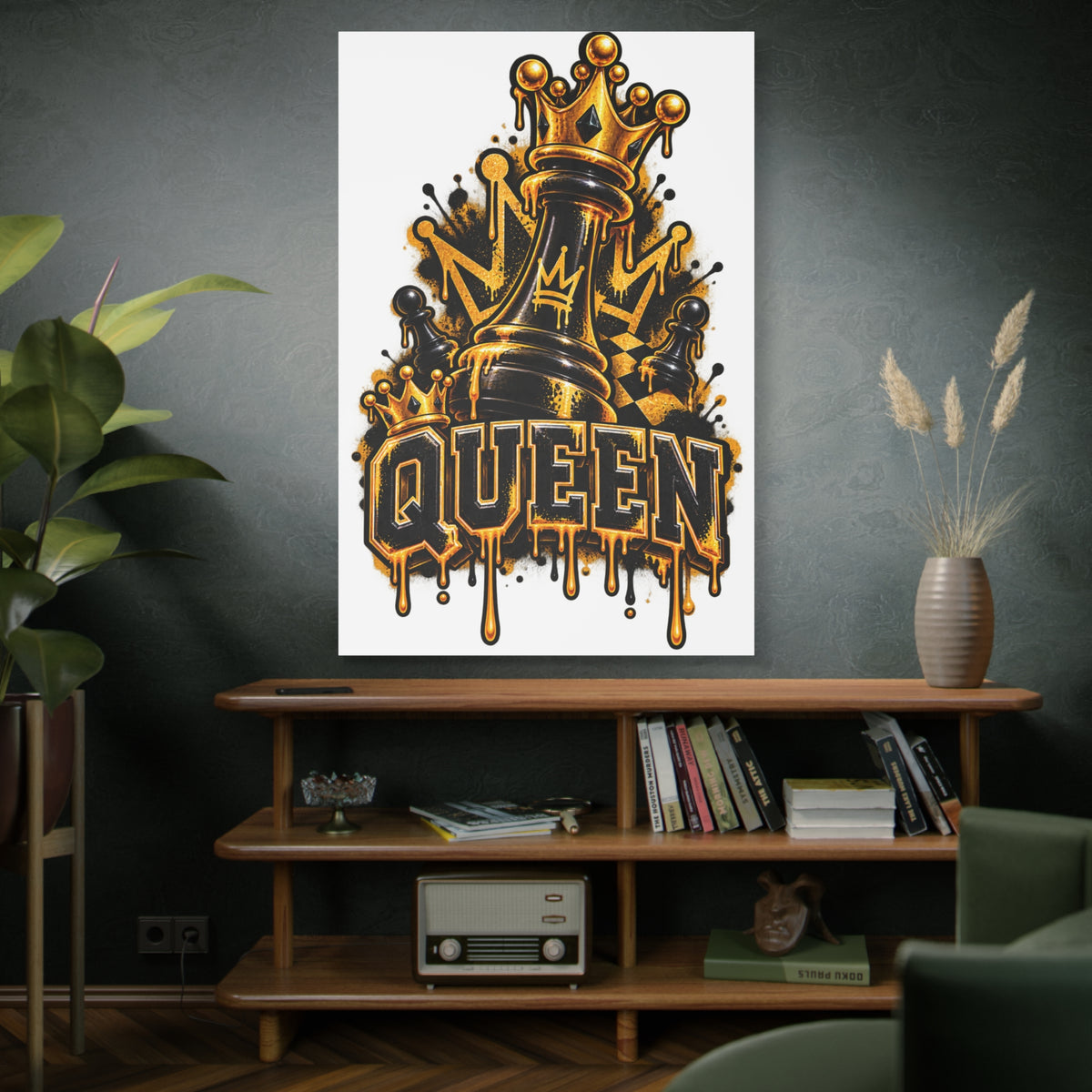 Queen Crown Graffiti Matte Canvas Wall Art