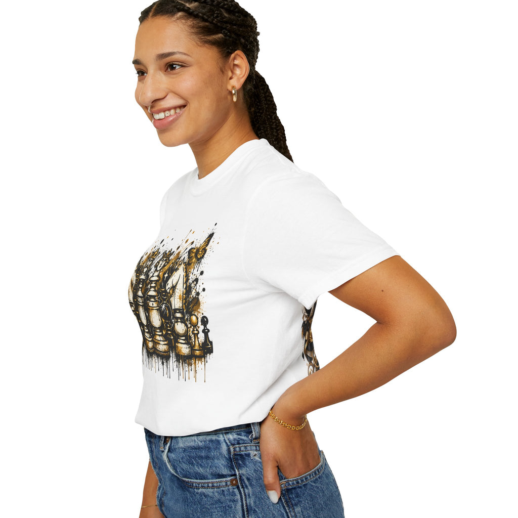 A 100% Cotton Crown and Chess Pieces Graphic T-Shirt