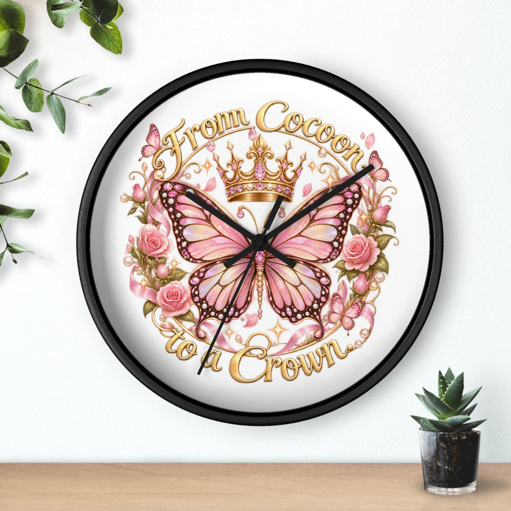 From Cocoon to Crown Butterfly Wall Clock