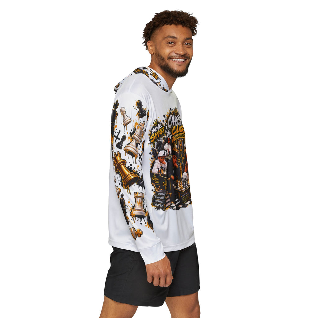Chess Club Warmup Hoodie – All-Over Chess Strategy Design