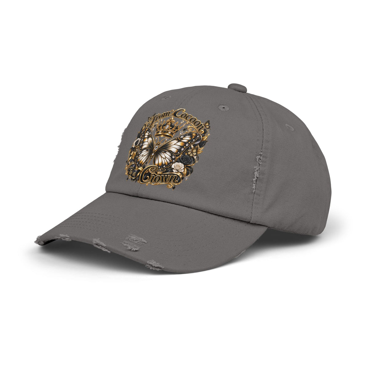 Royal Butterfly Crown Distressed Cap