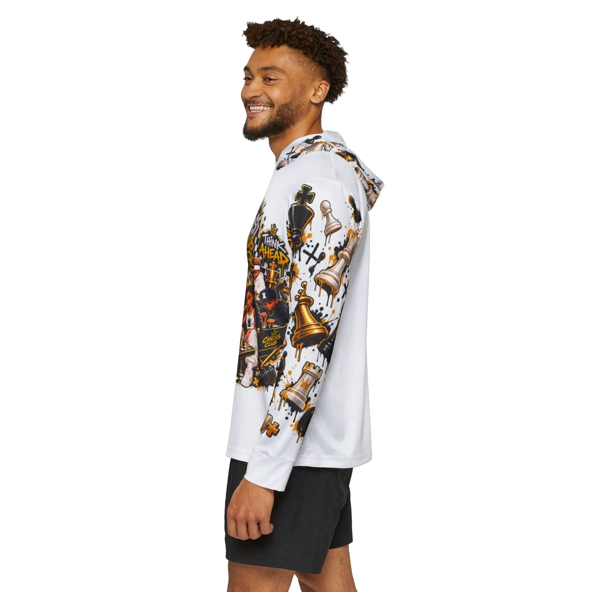 Chess Club Warmup Hoodie – All-Over Chess Strategy Design