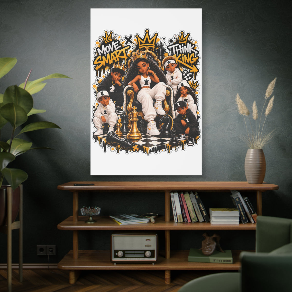 Move Smart Think King Hip Hop Canvas Wall Art