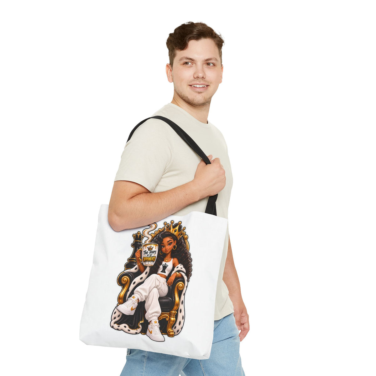 Royal Chess Queen & Chess Pieces Tote Bag