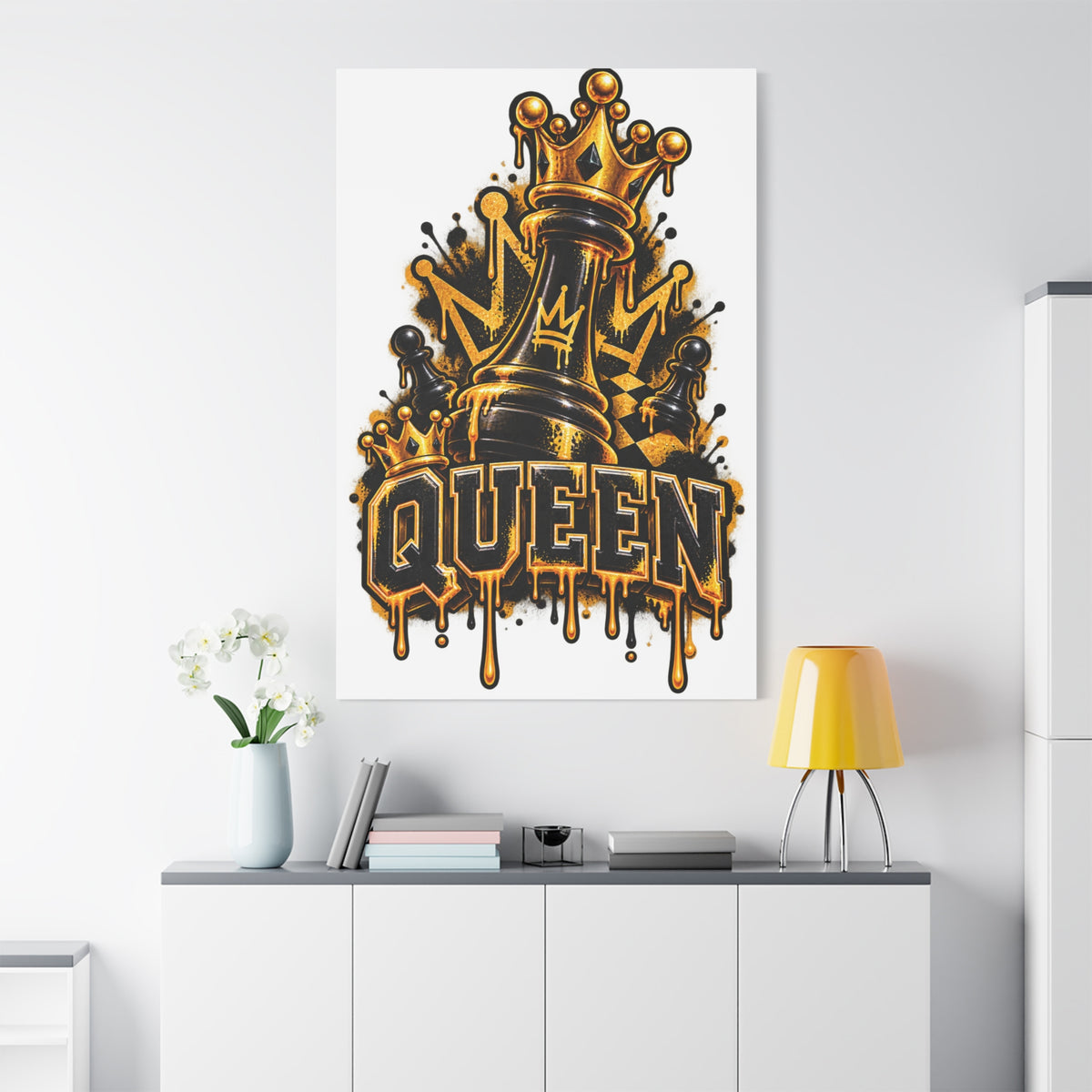 Queen Crown Graffiti Matte Canvas Wall Art