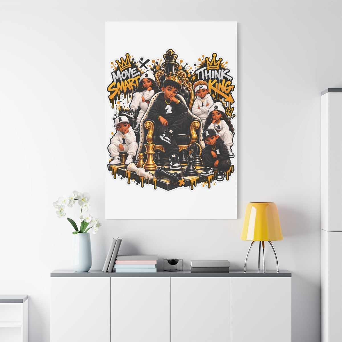 Move Smart Think King Kids Chess Streetwear Canvas