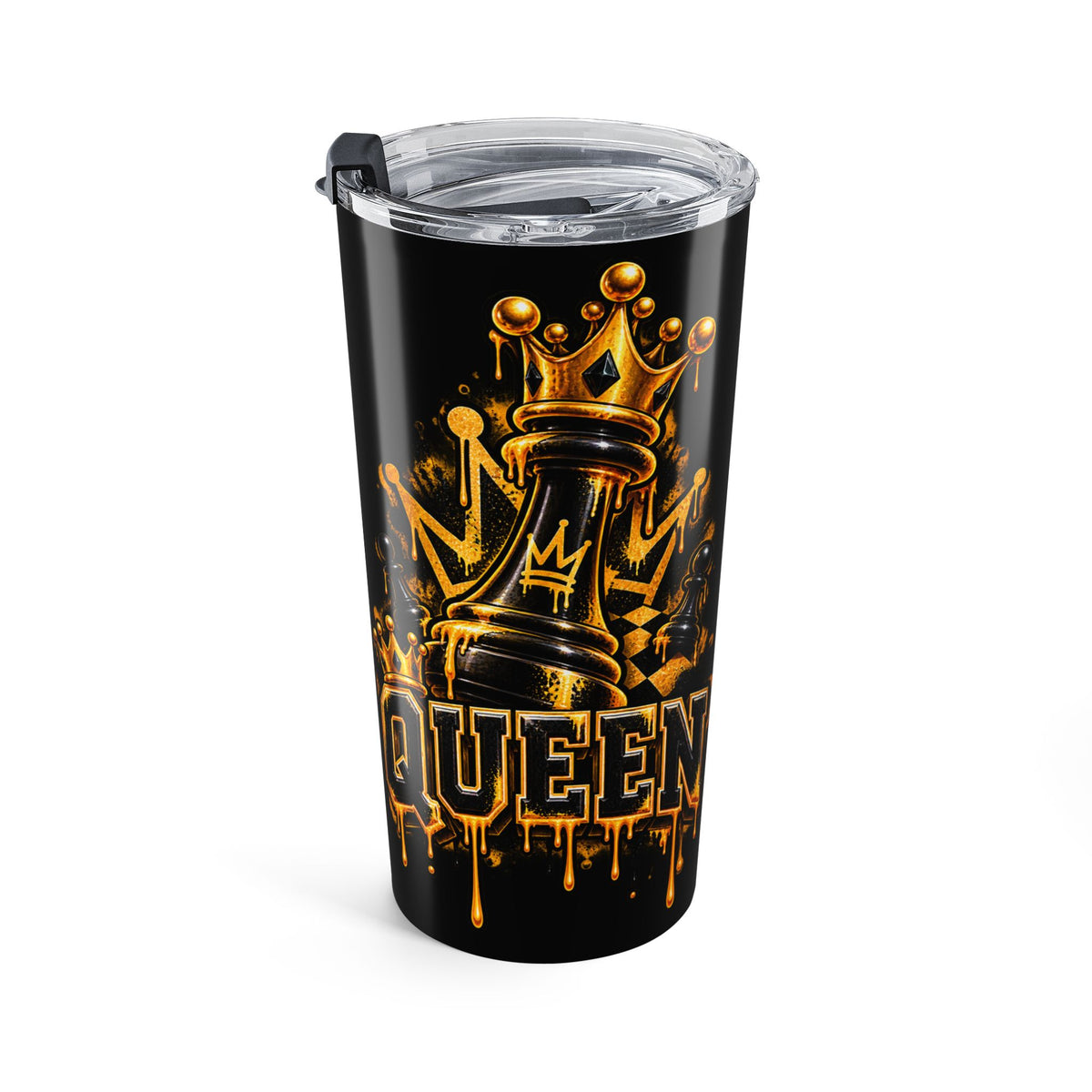 20oz Black & Gold Gothic Queen Chess Tumbler