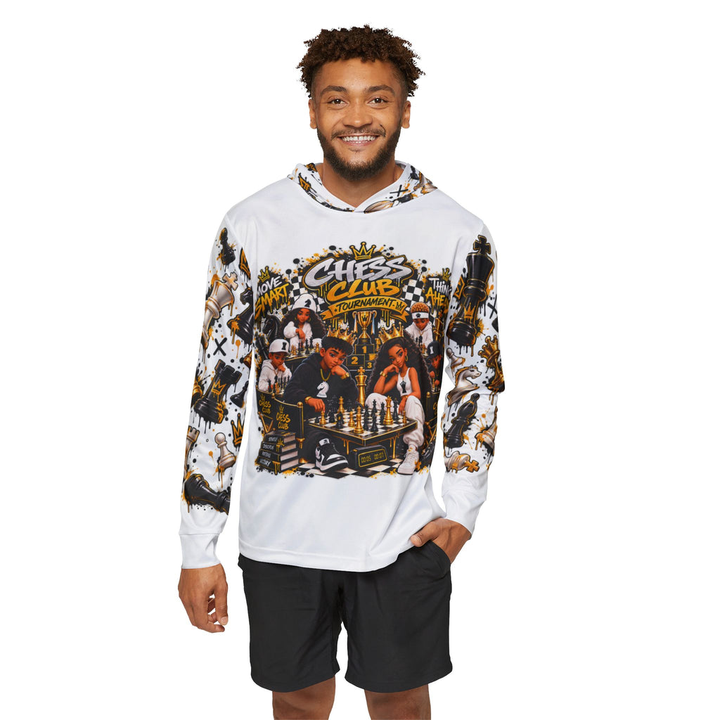 Chess Club Warmup Hoodie – All-Over Chess Strategy Design