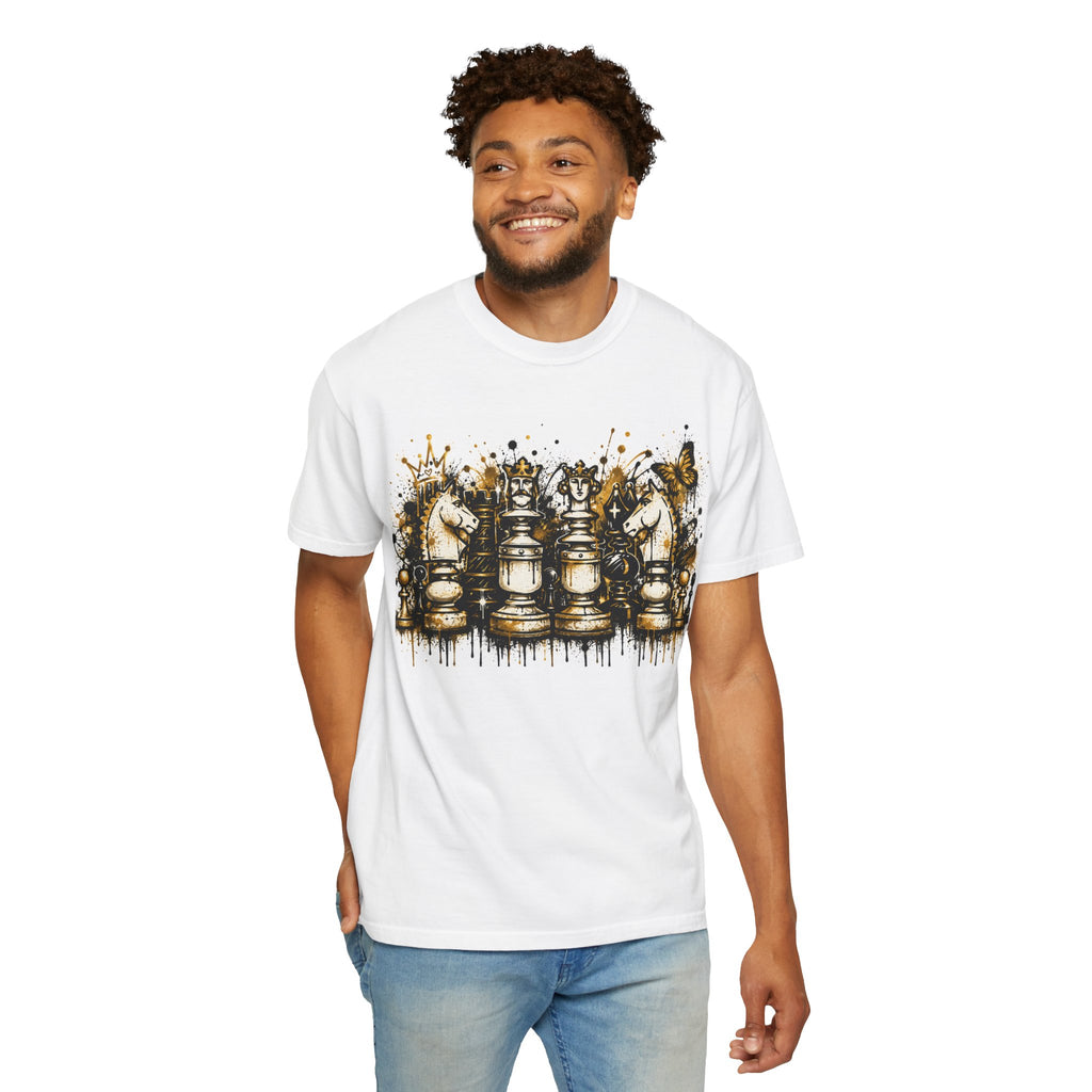 A 100% Cotton Crown and Chess Pieces Graphic T-Shirt