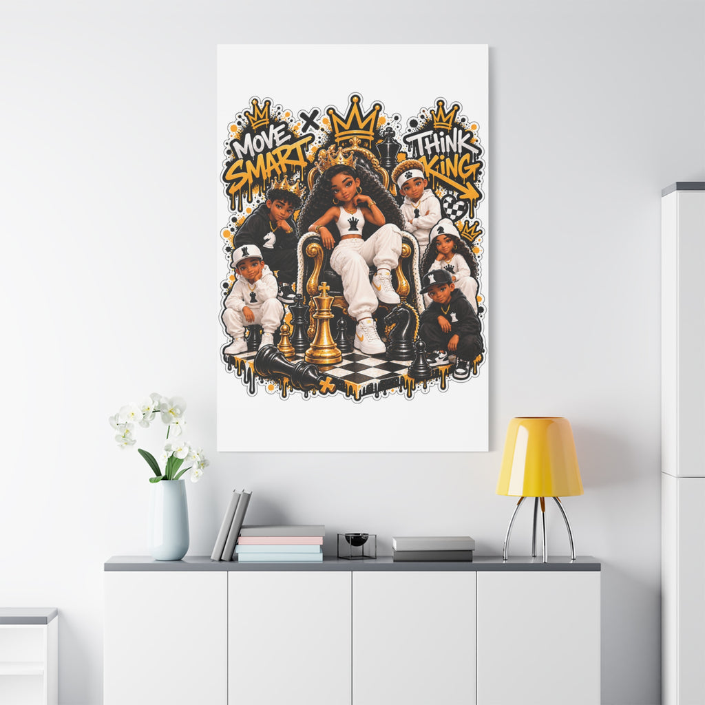 Move Smart Think King Hip Hop Canvas Wall Art