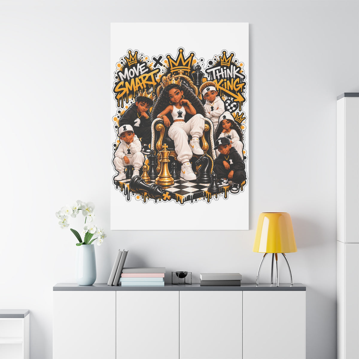 Move Smart Think King Hip Hop Canvas Wall Art