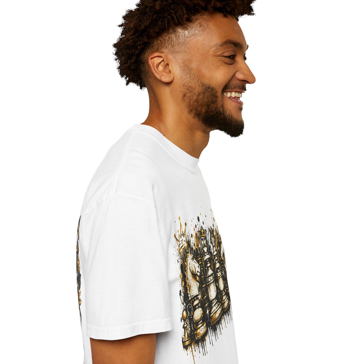 A 100% Cotton Crown and Chess Pieces Graphic T-Shirt