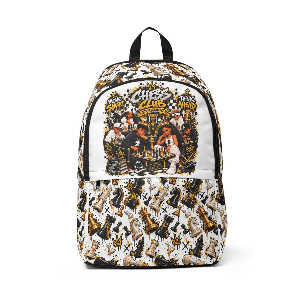 Chess Club Fabric Backpack – Vintage Chess Pieces Pattern
