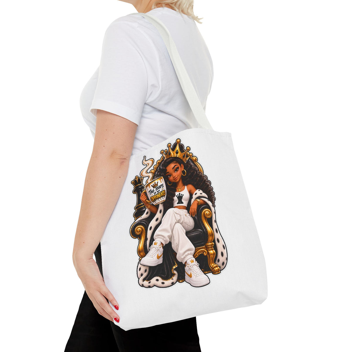 Royal Chess Queen & Chess Pieces Tote Bag
