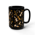 Gold and Black Chess Pieces Mug | 15oz Black Ceramic Mug