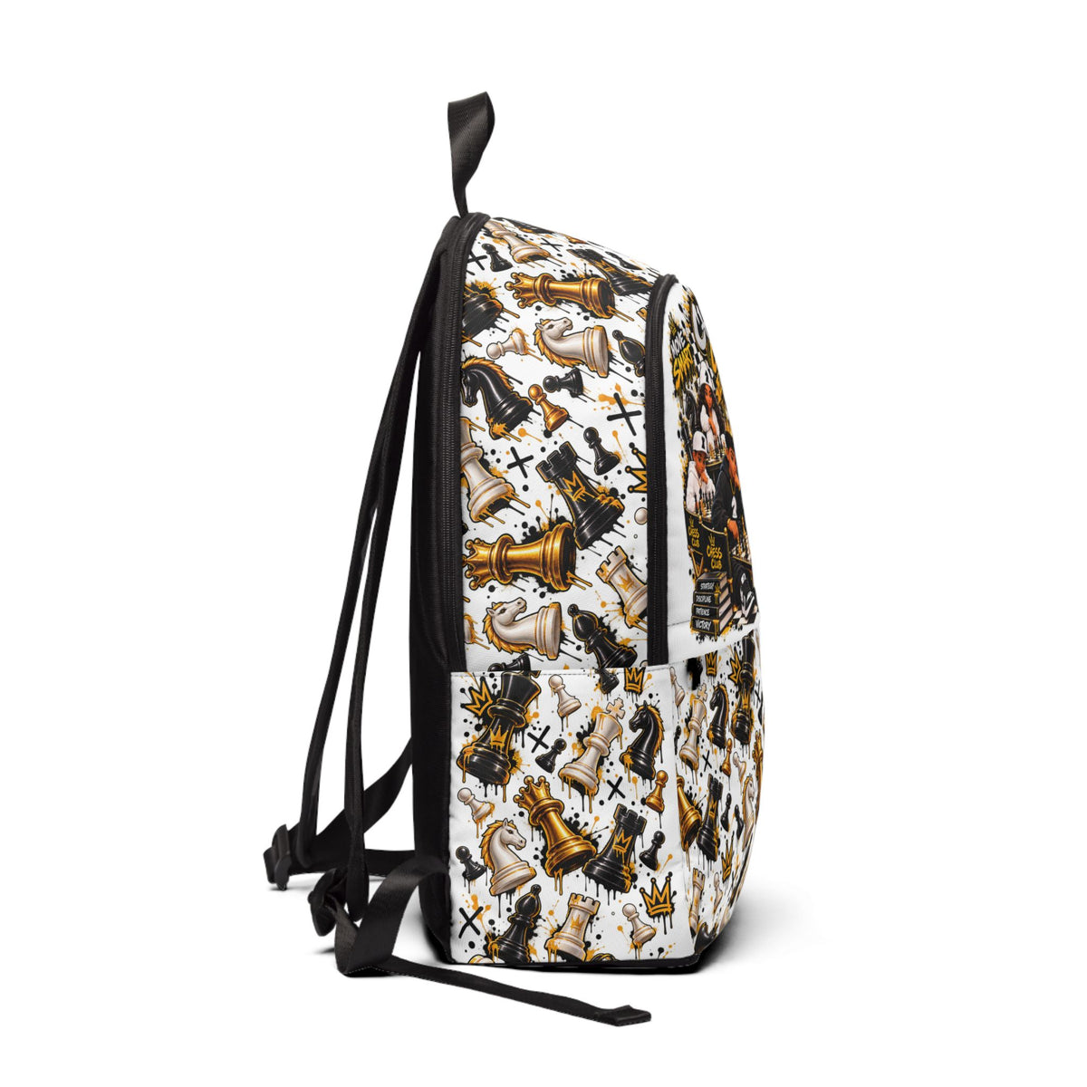 Chess Club Fabric Backpack – Vintage Chess Pieces Pattern