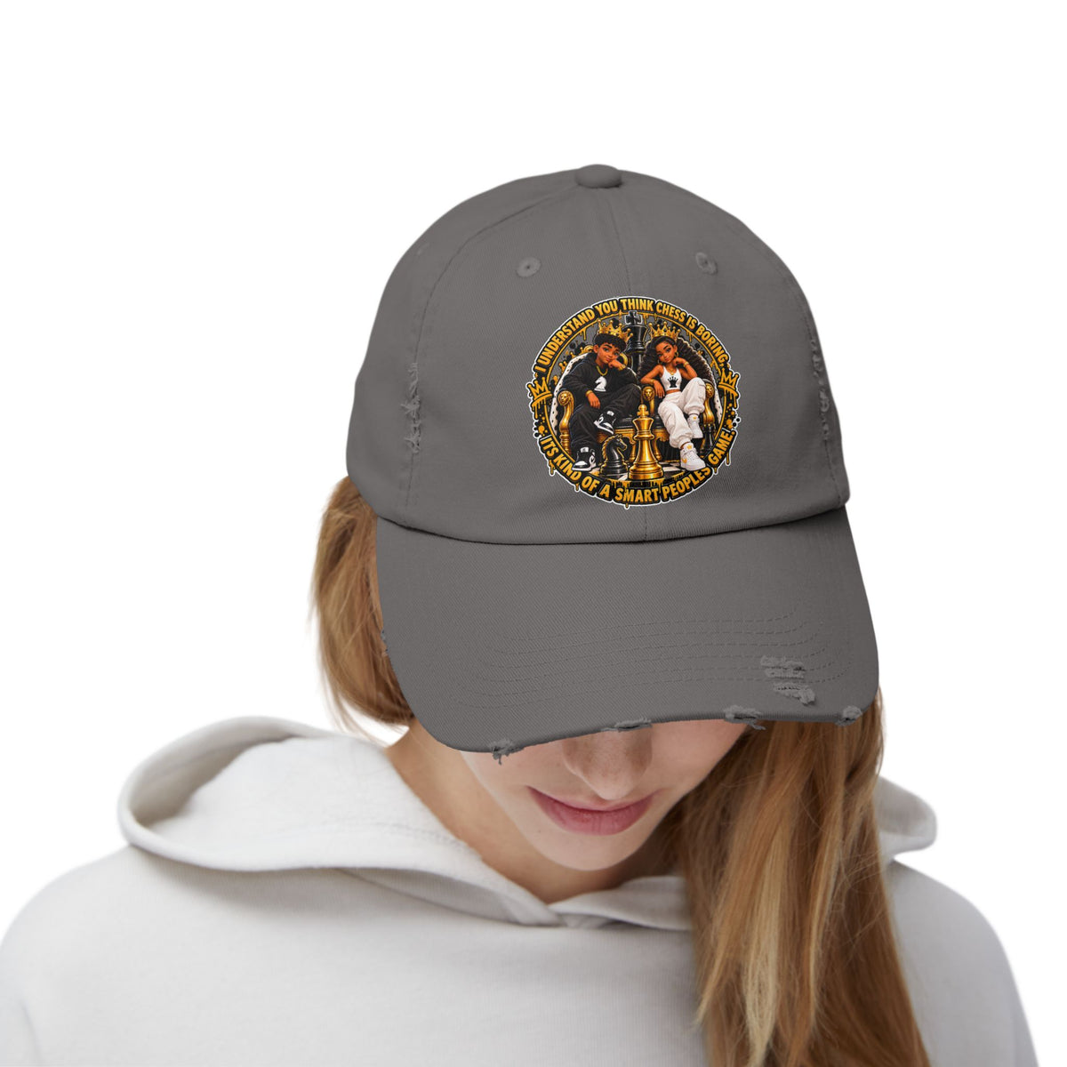Chess King & Queen Empowerment Distressed Cap