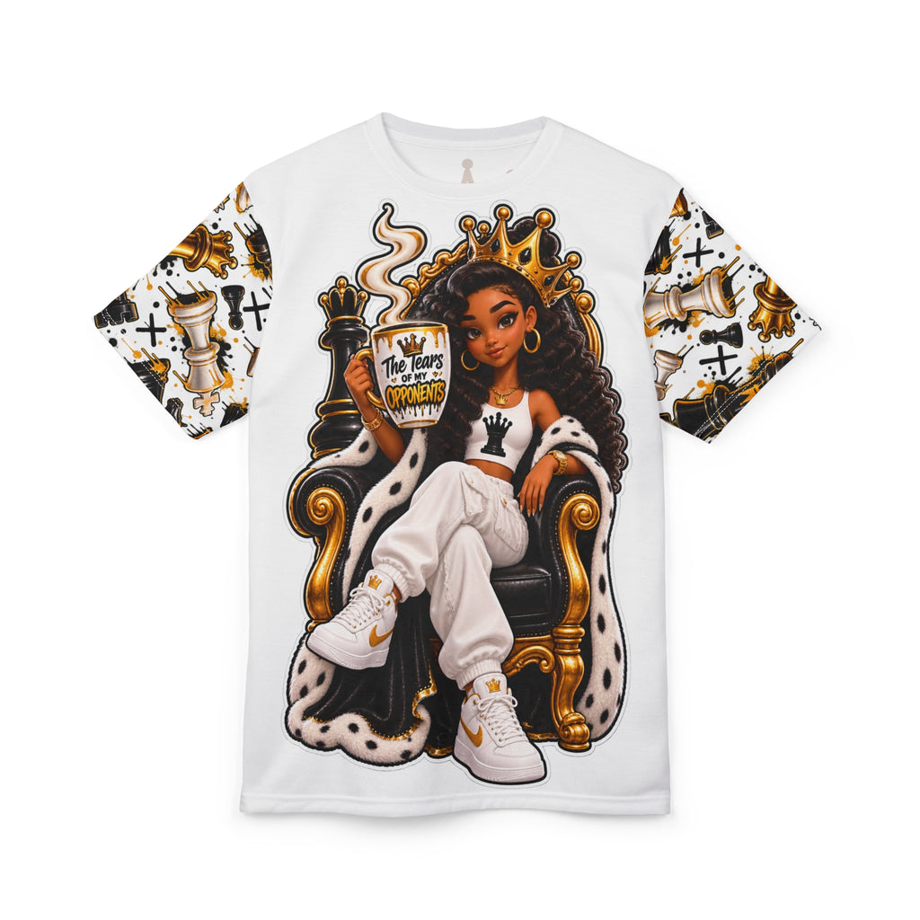 Queen Girl Illustration Tee | All-Over Print Throne Design