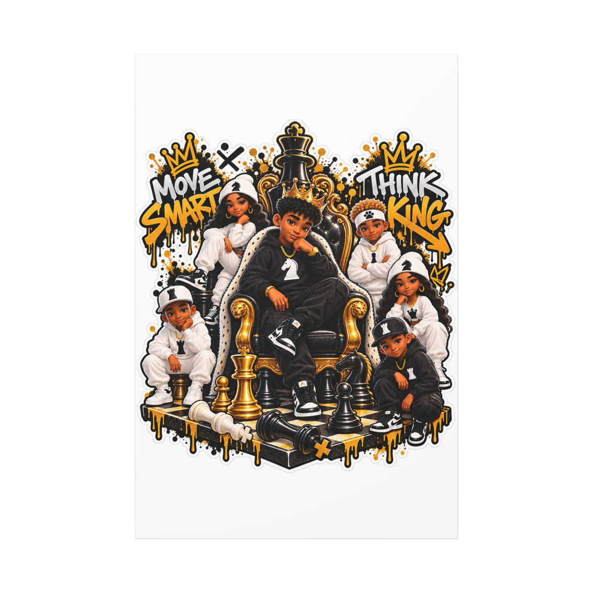 Move Smart Think King Kids Chess Streetwear Canvas
