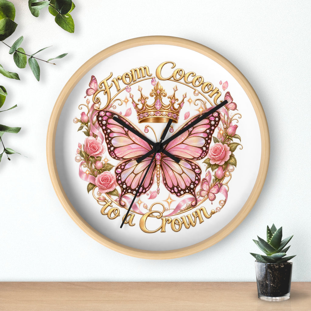 From Cocoon to Crown Butterfly Wall Clock