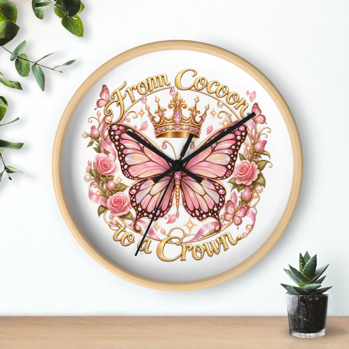 From Cocoon to Crown Butterfly Wall Clock