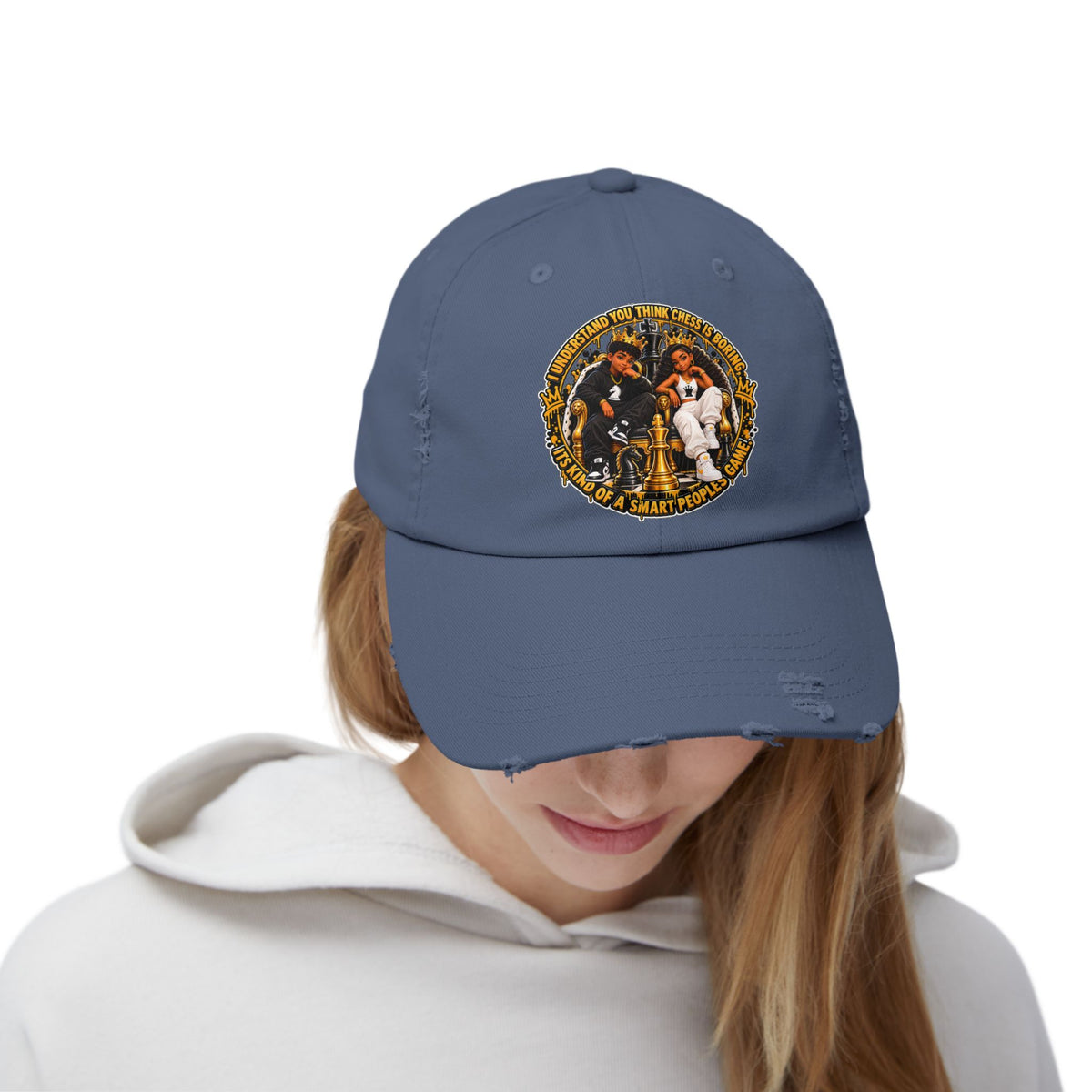 Chess King & Queen Empowerment Distressed Cap