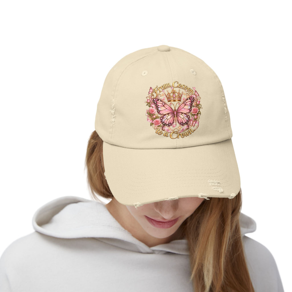 Butterfly Crown Distressed Cap