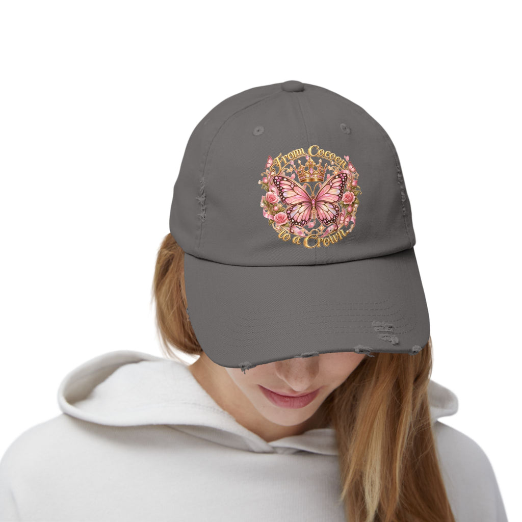 Butterfly Crown Distressed Cap