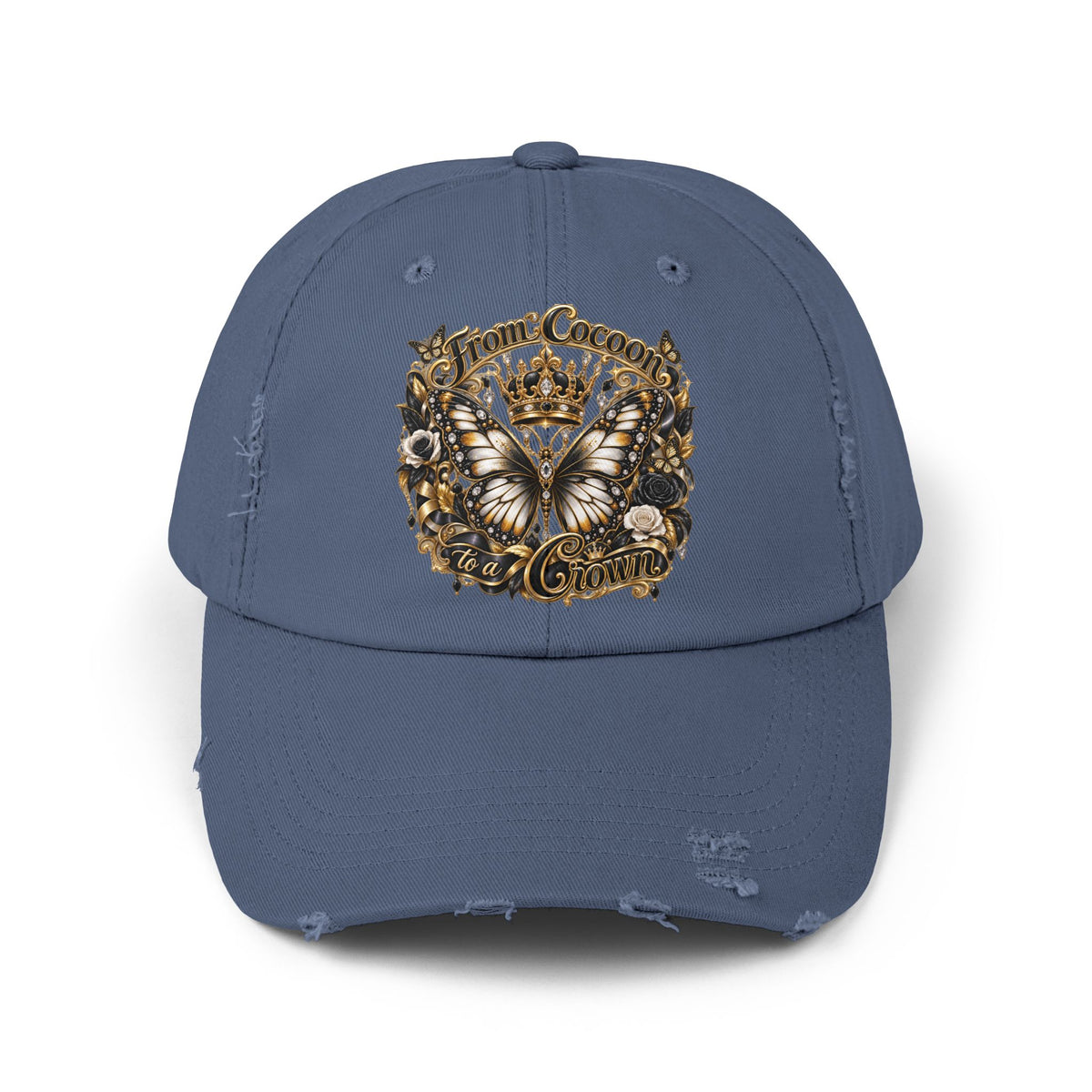 Royal Butterfly Crown Distressed Cap