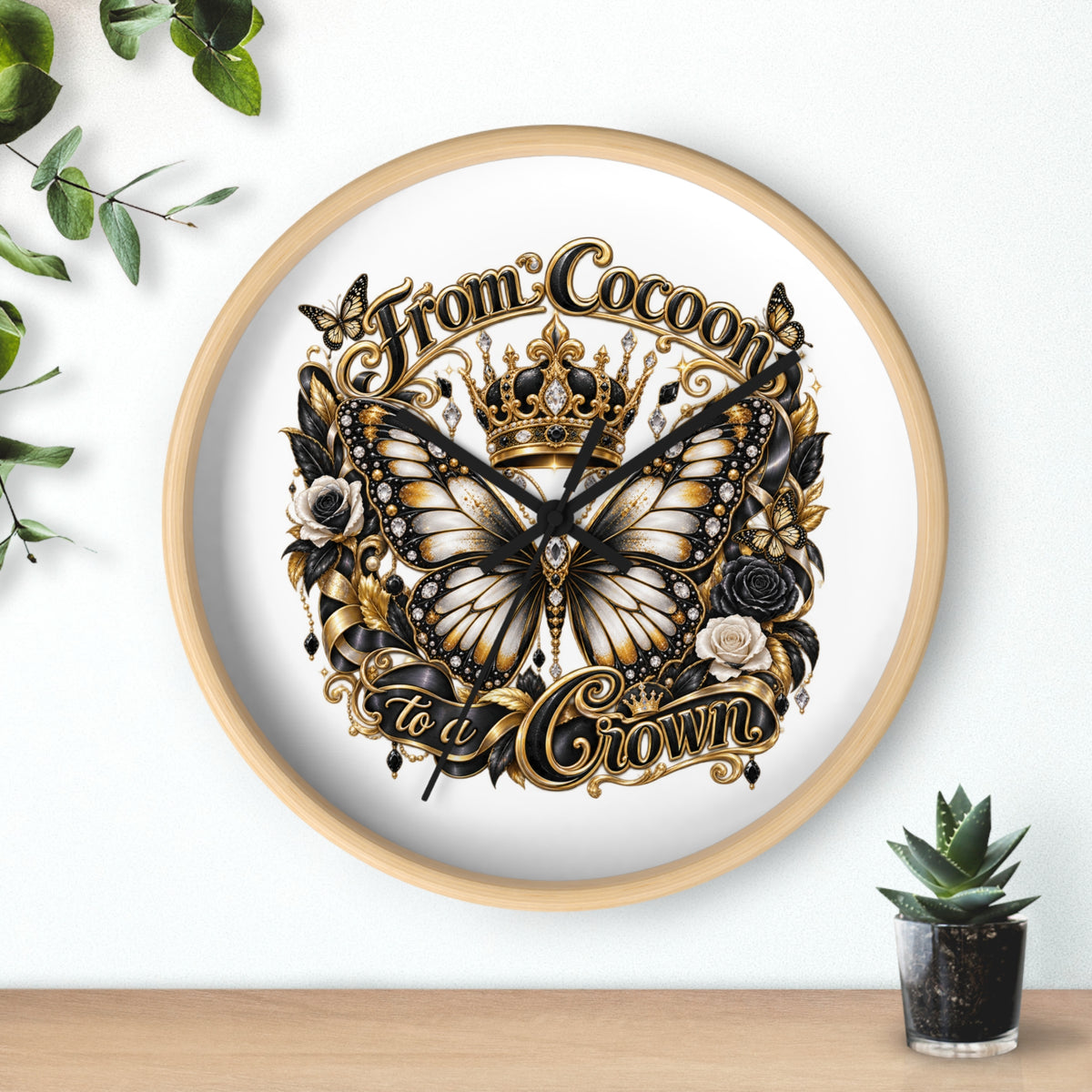 From Cocoon to Crown Butterfly Wall Clock