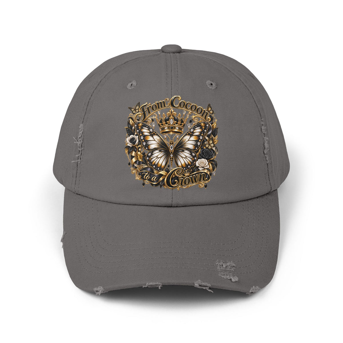 Royal Butterfly Crown Distressed Cap