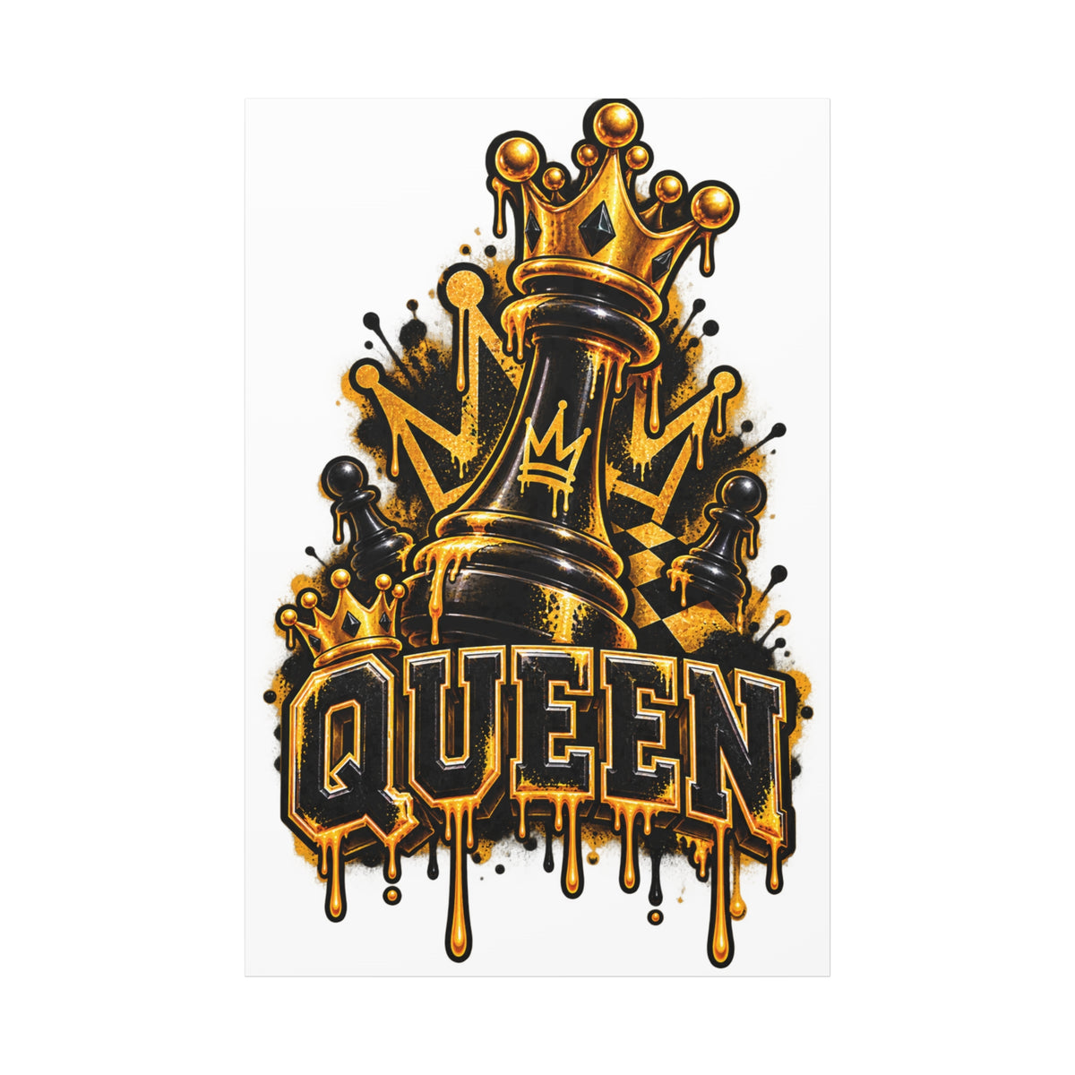 Queen Crown Graffiti Matte Canvas Wall Art