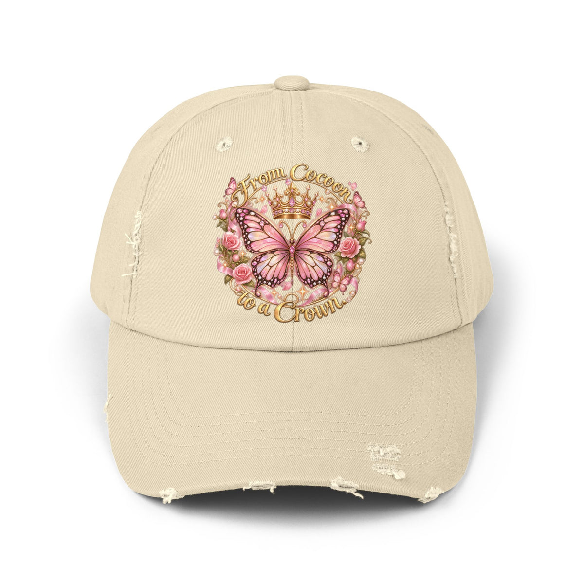 Butterfly Crown Distressed Cap