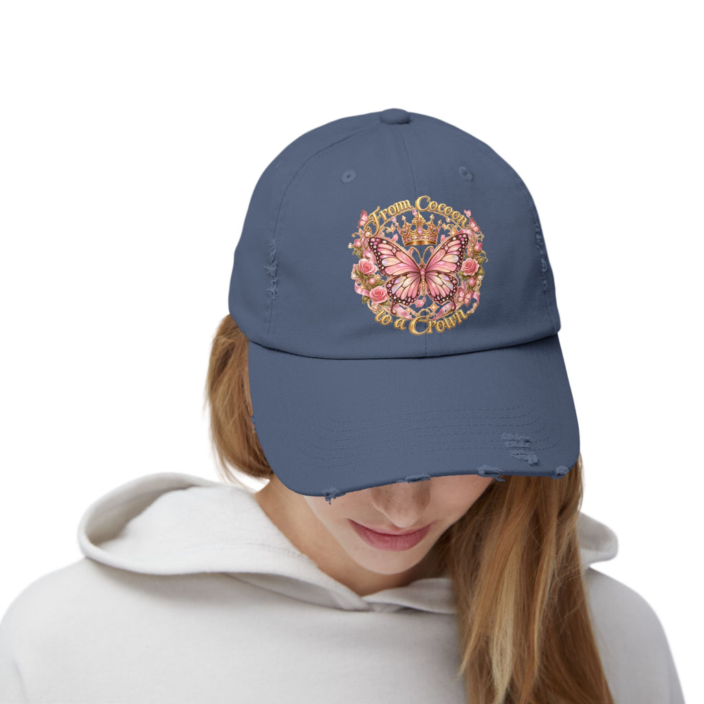 Butterfly Crown Distressed Cap