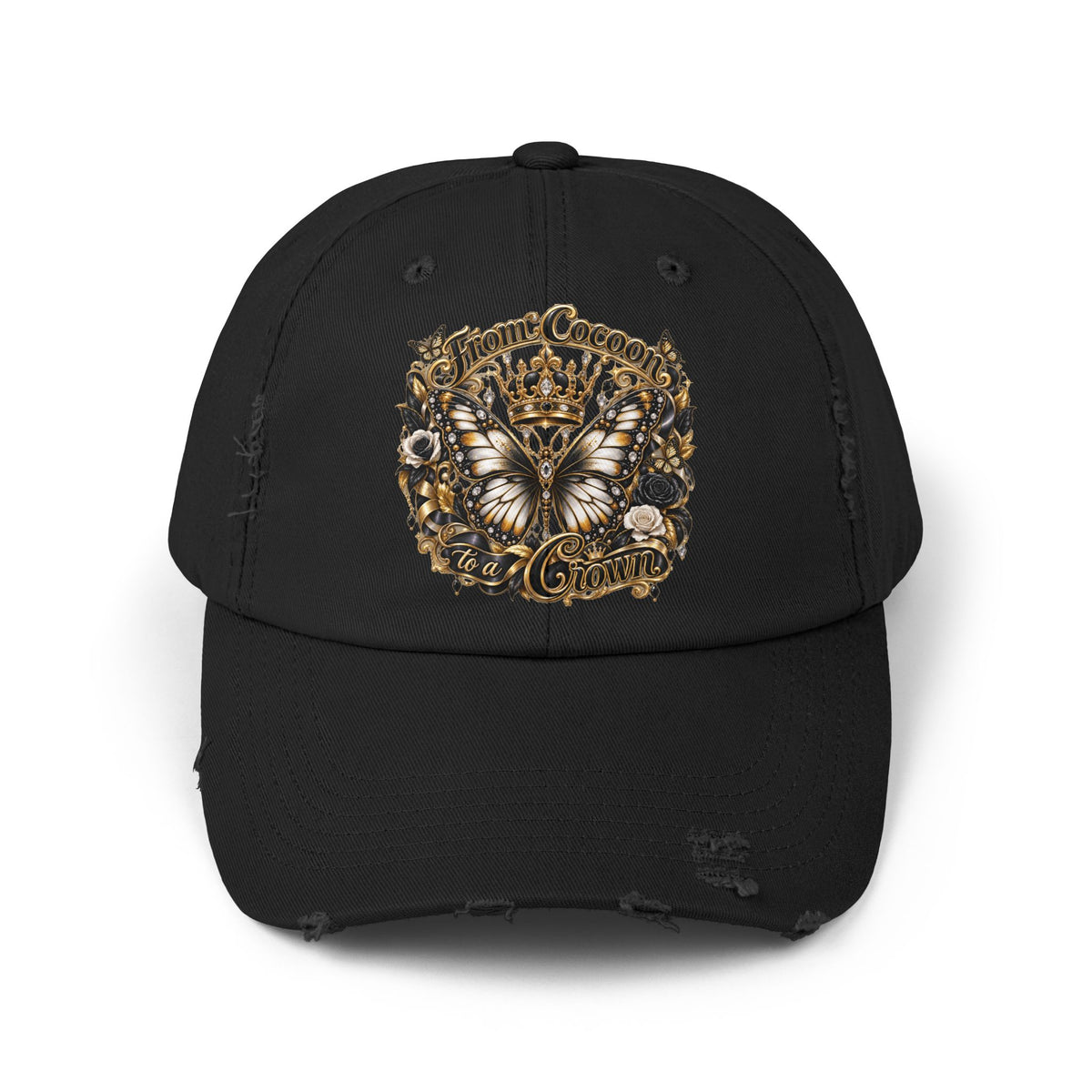 Royal Butterfly Crown Distressed Cap
