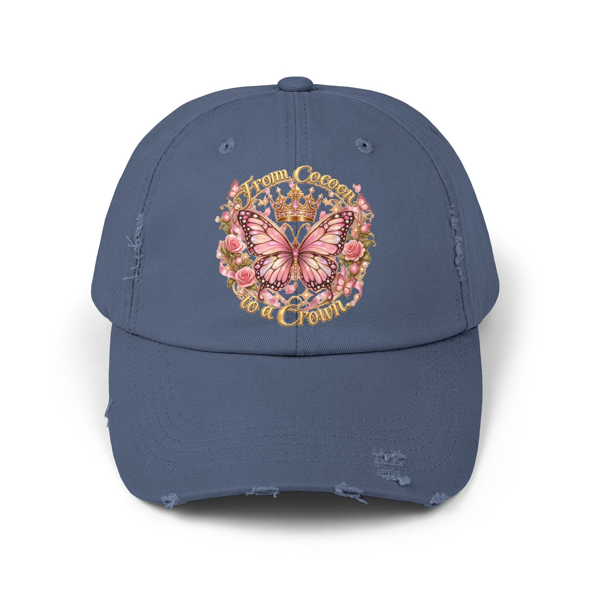 Butterfly Crown Distressed Cap