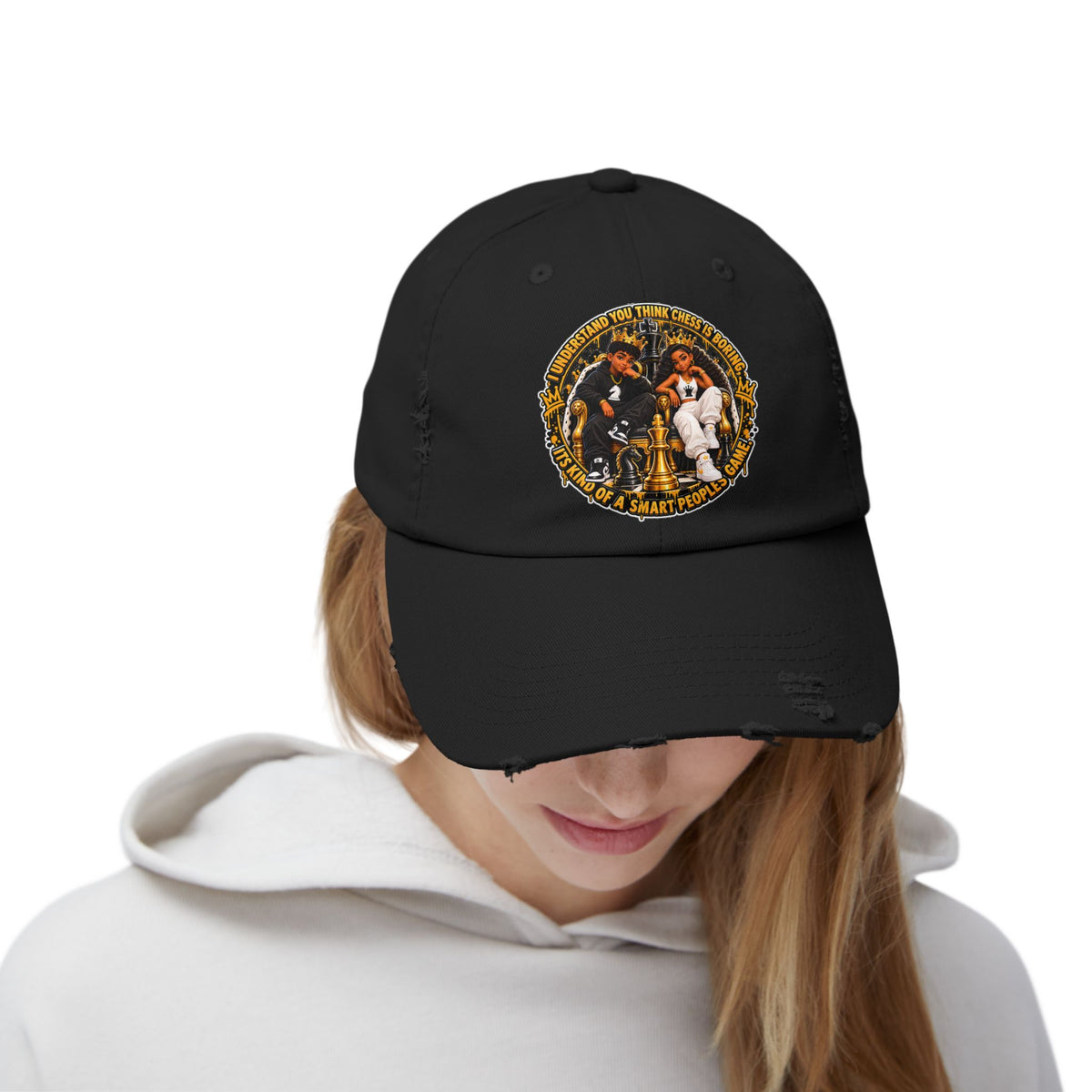 Chess King & Queen Empowerment Distressed Cap