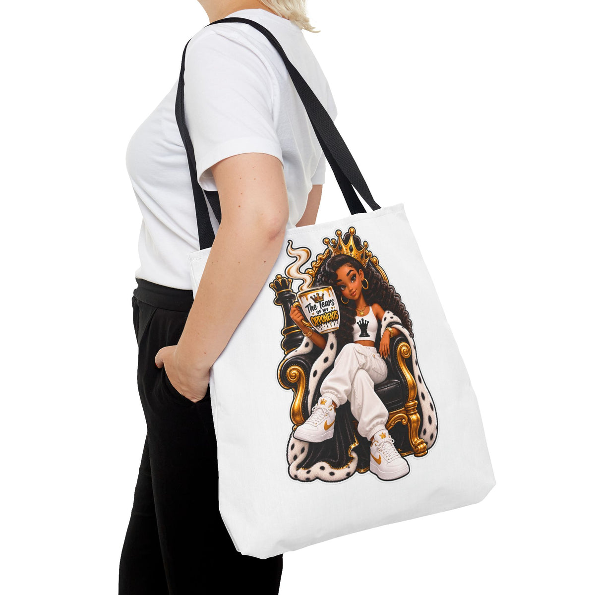Royal Chess Queen & Chess Pieces Tote Bag
