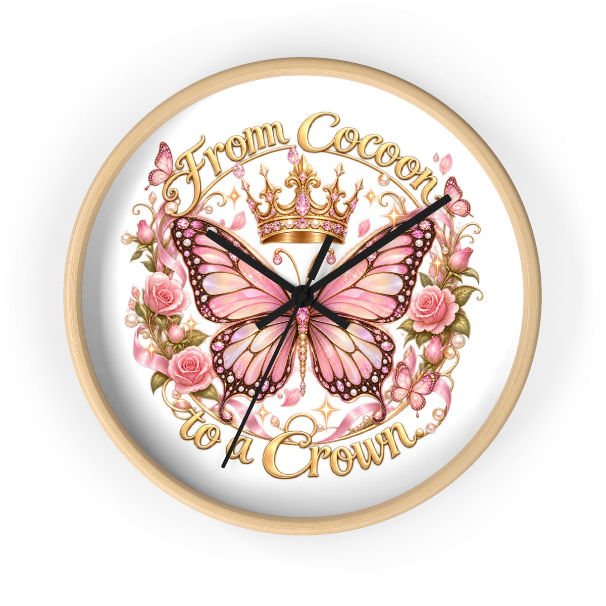 From Cocoon to Crown Butterfly Wall Clock