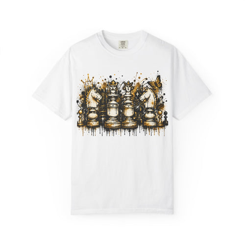 A 100% Cotton Crown and Chess Pieces Graphic T-Shirt