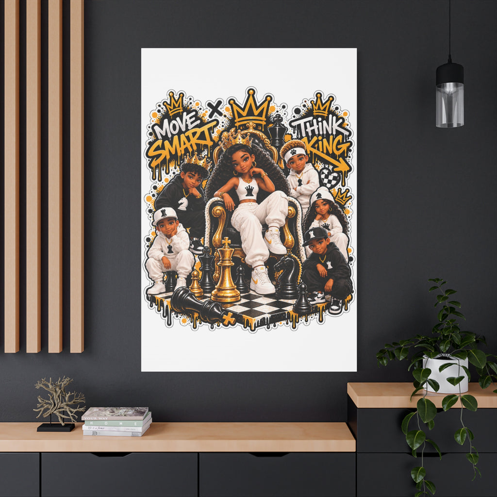 Move Smart Think King Hip Hop Canvas Wall Art